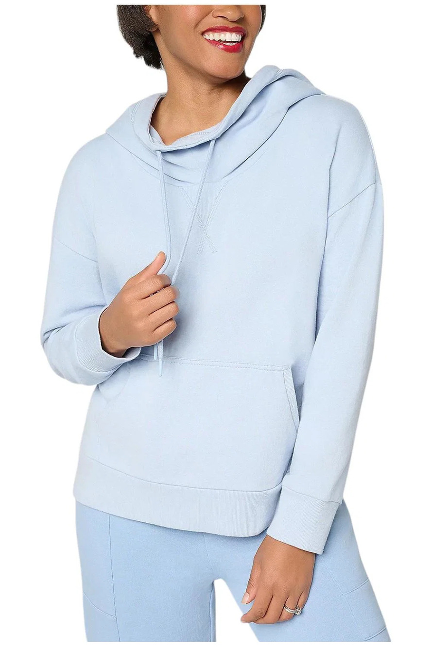 Peace Love World Long Sleeve Cowl Neck Pullover Blue Horizon - Regular